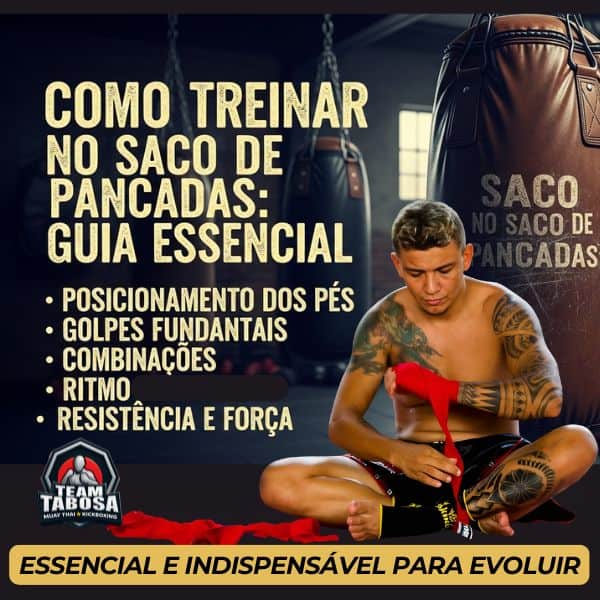 Treinamento de Muay Thai e Kickboxing focado no saco de pancadas, com dicas de postura, golpes e res.